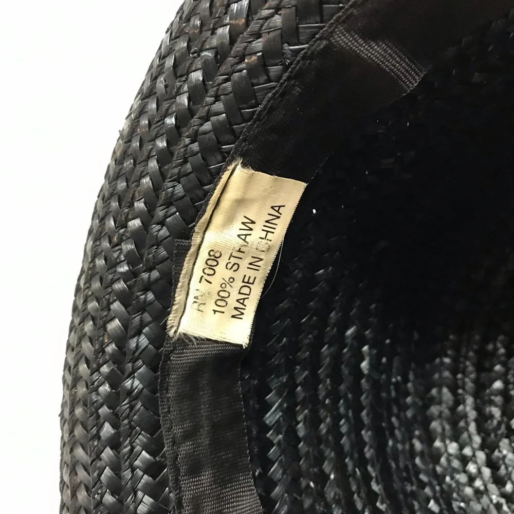 Vintage Black Braided Straw Women's Hat - Picture 4 of 4